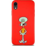 Printify Apple Iphone Xr Soft Premier Kapak Squidward Dokunaç Tasarımlı Silikon Kılıf - Kırmızı