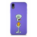 Printify Apple Iphone Xr Soft Premier Kapak Squidward Dokunaç Tasarımlı Silikon Kılıf - Mor