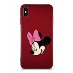 PrintiFy Apple iPhone Xs Max Soft Premier Kapak Minnie Mouse-b Tasarımlı Silikon Kılıf - Mürdüm