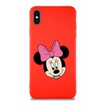 PrintiFy Apple iPhone Xs Max Soft Premier Kapak Minnie Mouse-c Tasarımlı Silikon Kılıf - Kırmızı