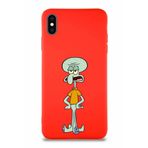 PrintiFy Apple Iphone Xs Max Soft Premier Kapak Squidward Dokunaç Tasarımlı Silikon Kılıf - Kırmızı