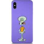 Printify Apple Iphone Xs Max Soft Premier Kapak Squidward Dokunaç Tasarımlı Silikon Kılıf - Mor