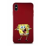 PrintiFy Apple Iphone Xs Max Soft Premier Kapak Sünger Bob Tasarımlı Silikon Kılıf - Mürdüm