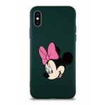 PrintiFy Apple iPhone Xs Soft Premier Kapak Minnie Mouse-b Tasarımlı Silikon Kılıf Yeşil