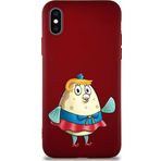 Printify Apple Iphone Xs Soft Premier Kapak Puff Tasarımlı Silikon Kılıf - Mürdüm