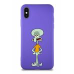 Printify Apple Iphone Xs Soft Premier Kapak Squidward Dokunaç Tasarımlı Silikon Kılıf - Mor
