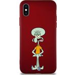 Printify Apple Iphone Xs Soft Premier Kapak Squidward Dokunaç Tasarımlı Silikon Kılıf - Mürdüm