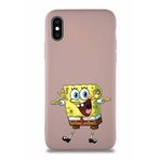 Printify Apple Iphone Xs Soft Premier Kapak Sünger Bob Tasarımlı Silikon Kılıf - Pudra