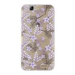 PrintiFy Huawei G7 ile Uyumlu Kapak Floral Lila Tasarımlı 1mm Fit Şeffaf Silikon Kılıf
