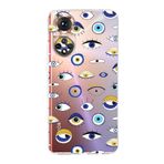 PrintiFy Huawei Honor 50 ile Uyumlu 1mm Slim Fit Nazar Boncuğu 2 Baskılı Şeffaf Kılıf