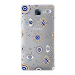 PrintiFy Huawei Honor 7 ile Uyumlu 1mm Slim Fit Nazar Boncuğu 5 Baskılı Şeffaf Kılıf