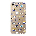 PrintiFy Huawei Honor 8A 2020 ile Uyumlu 1mm Slim Fit Nazar Boncuğu 2 Baskılı Şeffaf Kılıf