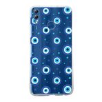 PrintiFy Huawei Honor 8X ile Uyumlu 1mm Slim Fit Nazar Boncuğu 1 Baskılı Şeffaf Kılıf