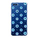 PrintiFy Huawei Honor View 10 ile Uyumlu 1mm Slim Fit Nazar Boncuğu 1 Baskılı Şeffaf Kılıf
