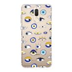 PrintiFy Huawei Mate 10 Lite ile Uyumlu 1mm Slim Fit Nazar Boncuğu 2 Baskılı Şeffaf Kılıf