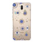 PrintiFy Huawei Mate 10 Lite ile Uyumlu 1mm Slim Fit Nazar Boncuğu 5 Baskılı Şeffaf Kılıf