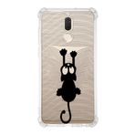 PrintiFy Huawei Mate 10 Lite Uyumlu Köşe Korumalı Antişok Kapak Çizgi Kedi Tasarımlı Şeffaf Kılıf