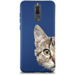 Printify Huawei Mate 10 Lite Uyumlu Lansman Kılıf Catface Tasarımlı Içi Kadife Lacivert Kapak