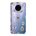 PrintiFy Huawei Mate 30 ile Uyumlu 1mm Slim Fit Nazar Boncuğu 5 Baskılı Şeffaf Kılıf