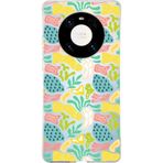 Printify Huawei Mate 30 Lite İle Uyumlu 1mm Kapak Memphis Desen Tasarımlı Şeffaf Silikon Cep Telefonu Kılıfı