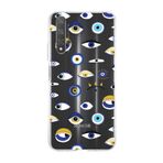 PrintiFy Huawei Nova 5T ile Uyumlu 1mm Slim Fit Nazar Boncuğu 2 Baskılı Şeffaf Kılıf