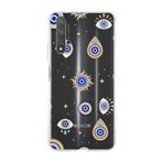 PrintiFy Huawei Nova 5T ile Uyumlu 1mm Slim Fit Nazar Boncuğu 5 Baskılı Şeffaf Kılıf