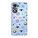 PrintiFy Huawei Nova 9 ile Uyumlu 1mm Slim Fit Nazar Boncuğu 2 Baskılı Şeffaf Kılıf