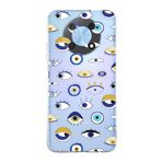 PrintiFy Huawei Nova Y90 ile Uyumlu 1mm Slim Fit Nazar Boncuğu 2 Baskılı Şeffaf Kılıf