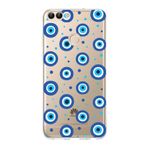 PrintiFy Huawei P Smart 2018 ile Uyumlu 1mm Slim Fit Nazar Boncuğu 1 Baskılı Şeffaf Kılıf