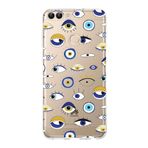 PrintiFy Huawei P Smart 2018 ile Uyumlu 1mm Slim Fit Nazar Boncuğu 2 Baskılı Şeffaf Kılıf
