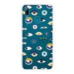 PrintiFy Huawei P Smart 2019 ile Uyumlu 1mm Slim Fit Nazar Boncuğu 2 Baskılı Şeffaf Kılıf