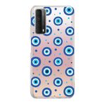 PrintiFy Huawei P Smart 2021 ile Uyumlu 1mm Slim Fit Nazar Boncuğu 1 Baskılı Şeffaf Kılıf