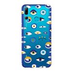 PrintiFy Huawei P Smart Plus 2019 ile Uyumlu 1mm Slim Fit Nazar Boncuğu 2 Baskılı Şeffaf Kılıf