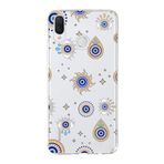 PrintiFy Huawei P Smart Plus ile Uyumlu 1mm Slim Fit Nazar Boncuğu 5 Baskılı Şeffaf Kılıf
