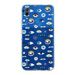 PrintiFy Huawei P Smart Z ile Uyumlu Nazar Boncuğu 2 Baskılı Kamera Korumalı Şeffaf Silikon Kılıf