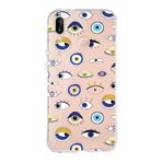 PrintiFy Huawei P20 Lite ile Uyumlu 1mm Slim Fit Nazar Boncuğu 2 Baskılı Şeffaf Kılıf