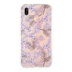 PrintiFy Huawei P20 Lite ile Uyumlu Kapak Floral Lila Tasarımlı 1mm Fit Şeffaf Silikon Kılıf