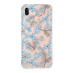 PrintiFy Huawei P20 Lite ile Uyumlu Kapak Floral Mavi Tasarımlı 1mm Fit Şeffaf Silikon Kılıf