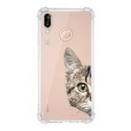 PrintiFy Huawei P20 Lite Uyumlu Köşe Korumalı Antişok Kapak Catface Tasarımlı Şeffaf Kılıf