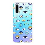 PrintiFy Huawei P30 ile Uyumlu 1mm Slim Fit Nazar Boncuğu 2 Baskılı Şeffaf Kılıf