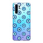 PrintiFy Huawei P30 Lite ile Uyumlu 1mm Slim Fit Nazar Boncuğu 1 Baskılı Şeffaf Kılıf