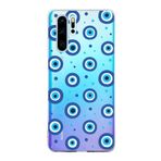 PrintiFy Huawei P30 Lite ile Uyumlu 1mm Slim Fit Nazar Boncuğu 1 Baskılı Şeffaf Kılıf