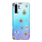 PrintiFy Huawei P30 Lite ile Uyumlu 1mm Slim Fit Nazar Boncuğu 5 Baskılı Şeffaf Kılıf