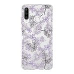 PrintiFy Huawei P30 Lite ile Uyumlu Kapak Floral Lila Tasarımlı 1mm Fit Şeffaf Silikon Kılıf