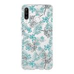 PrintiFy Huawei P30 Lite ile Uyumlu Kapak Floral Su Yeşili Tasarımlı 1mm Fit Şeffaf Silikon Kılıf