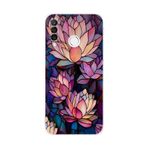 PrintiFy Huawei P30 Lite ile Uyumlu Vitray Sessiz Lotus Tasarımlı Şeffaf Silikon Kılıf