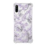 PrintiFy Huawei P30 Lite Uyumlu Köşe Korumalı Antişok Kapak Floral Lila Tasarımlı Şeffaf Kılıf