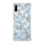 PrintiFy Huawei P30 Lite Uyumlu Köşe Korumalı Antişok Kapak Floral Mavi Şekiller Tasarımlı Şeffaf Kılıf