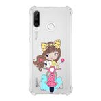 PrintiFy Huawei P30 Lite Uyumlu Köşe Korumalı Antişok Kapak Vespagirl Şekiller Tasarımlı Şeffaf Kılıf