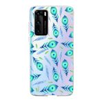 PrintiFy Huawei P40 ile Uyumlu 1mm Slim Fit Nazar Boncuğu 3 Baskılı Şeffaf Kılıf